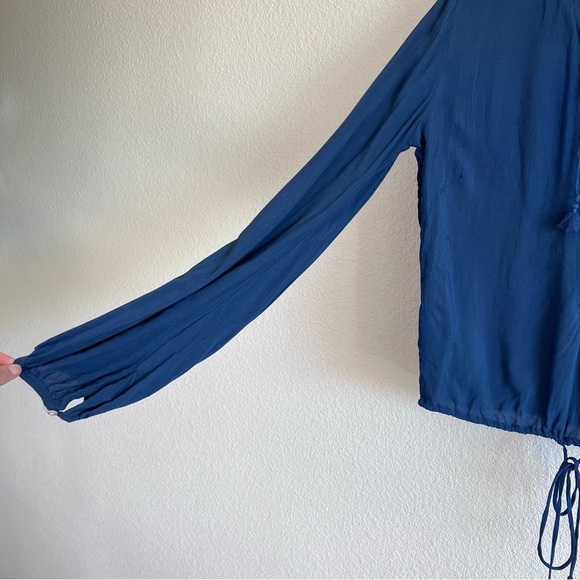 Faithfull The Brand Lace Up Long Sleeve Cropped Blouse - Picture 6 of 11